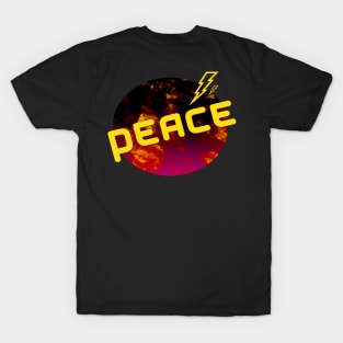 Peace on  a gold  Moon  With yellow  lightning bolt T-Shirt T-Shirt